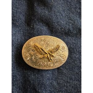 Montana Silversmiths Two-Tone Eagle Oval Belt Buckle - Silver & Antique Gold